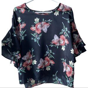 Another Story Black  Floral Blouse Top XL